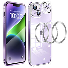 Custodia Lusso Metallo Laterale e Plastica Cover LF5 per Apple iPhone 14 Plus Viola