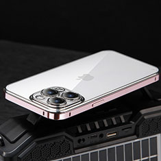 Custodia Lusso Metallo Laterale e Plastica Cover LF5 per Apple iPhone 14 Pro Oro Rosa