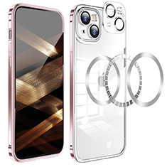 Custodia Lusso Metallo Laterale e Plastica Cover LF5 per Apple iPhone 15 Oro Rosa