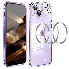 Custodia Lusso Metallo Laterale e Plastica Cover LF5 per Apple iPhone 15 Plus Viola