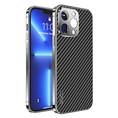 Custodia Lusso Metallo Laterale e Plastica Cover LF6 per Apple iPhone 13 Pro Nero