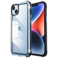 Custodia Lusso Metallo Laterale e Plastica Cover LF6 per Apple iPhone 14 Blu