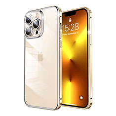 Custodia Lusso Metallo Laterale e Plastica Cover LF7 per Apple iPhone 13 Pro Max Oro