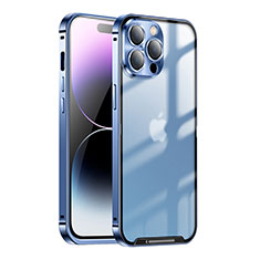 Custodia Lusso Metallo Laterale e Plastica Cover LO1 per Apple iPhone 14 Pro Max Blu