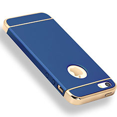Custodia Lusso Metallo Laterale e Plastica Cover M01 per Apple iPhone 5S Blu