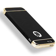 Custodia Lusso Metallo Laterale e Plastica Cover M01 per Apple iPhone 5S Nero