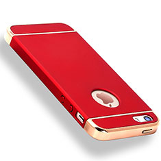 Custodia Lusso Metallo Laterale e Plastica Cover M01 per Apple iPhone 5S Rosso