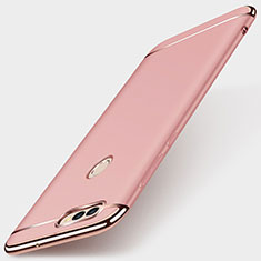 Custodia Lusso Metallo Laterale e Plastica Cover M01 per Huawei Enjoy 7S Oro Rosa