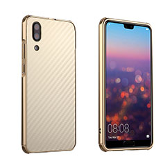 Custodia Lusso Metallo Laterale e Plastica Cover M01 per Huawei P20 Oro