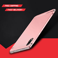 Custodia Lusso Metallo Laterale e Plastica Cover M01 per Huawei Y7 Pro (2019) Oro Rosa