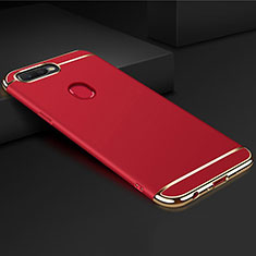 Custodia Lusso Metallo Laterale e Plastica Cover M01 per Oppo A7 Rosso