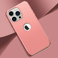 Custodia Lusso Metallo Laterale e Plastica Cover M02 per Apple iPhone 14 Pro Oro Rosa