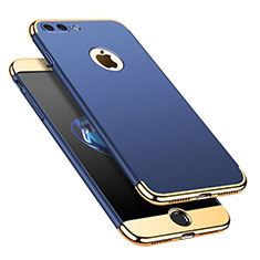 Custodia Lusso Metallo Laterale e Plastica Cover M02 per Apple iPhone 8 Plus Blu