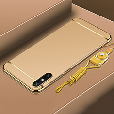 Custodia Lusso Metallo Laterale e Plastica Cover M03 per Huawei Enjoy 10e Oro