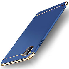 Custodia Lusso Metallo Laterale e Plastica Cover M05 per Apple iPhone X Blu