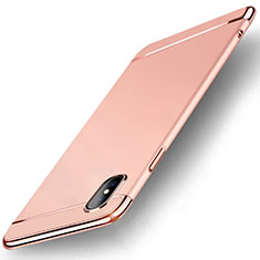 Custodia Lusso Metallo Laterale e Plastica Cover M05 per Apple iPhone X Oro Rosa