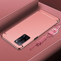 Custodia Lusso Metallo Laterale e Plastica Cover P01 per Oppo A53s 5G Oro Rosa