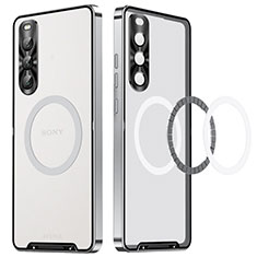 Custodia Lusso Metallo Laterale e Plastica Cover per Sony Xperia 10 V Argento