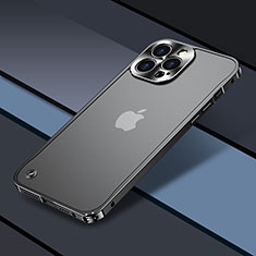 Custodia Lusso Metallo Laterale e Plastica Cover QC1 per Apple iPhone 14 Pro Max Nero