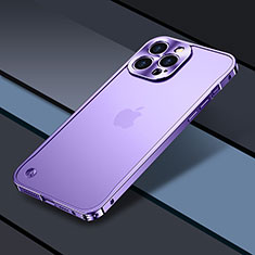 Custodia Lusso Metallo Laterale e Plastica Cover QC1 per Apple iPhone 14 Pro Max Viola