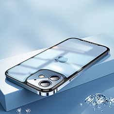 Custodia Lusso Metallo Laterale e Plastica Cover QC2 per Apple iPhone 12 Blu