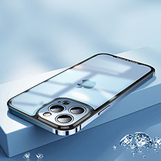 Custodia Lusso Metallo Laterale e Plastica Cover QC2 per Apple iPhone 12 Pro Max Blu