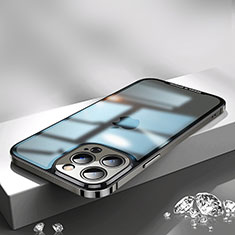 Custodia Lusso Metallo Laterale e Plastica Cover QC2 per Apple iPhone 12 Pro Max Nero