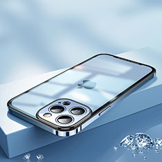 Custodia Lusso Metallo Laterale e Plastica Cover QC2 per Apple iPhone 15 Pro Blu