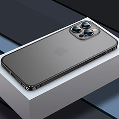 Custodia Lusso Metallo Laterale e Plastica Cover QC3 per Apple iPhone 13 Pro Max Nero