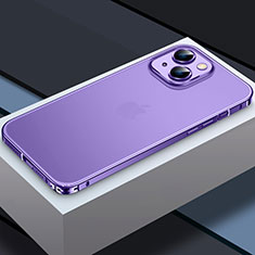 Custodia Lusso Metallo Laterale e Plastica Cover QC3 per Apple iPhone 14 Plus Viola