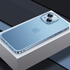 Custodia Lusso Metallo Laterale e Plastica Cover QC3 per Apple iPhone 15 Blu