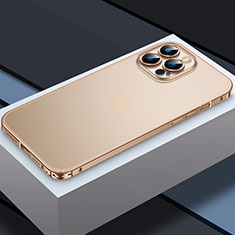 Custodia Lusso Metallo Laterale e Plastica Cover QC3 per Apple iPhone 15 Pro Oro