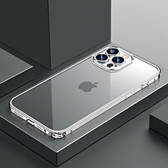 Custodia Lusso Metallo Laterale e Plastica Cover QC4 per Apple iPhone 12 Pro Max Argento