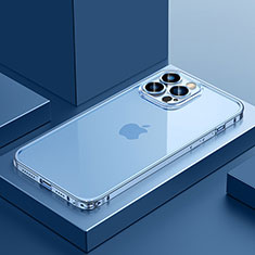 Custodia Lusso Metallo Laterale e Plastica Cover QC4 per Apple iPhone 13 Pro Max Blu
