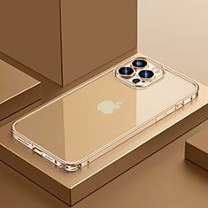 Custodia Lusso Metallo Laterale e Plastica Cover QC4 per Apple iPhone 14 Pro Max Oro