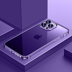 Custodia Lusso Metallo Laterale e Plastica Cover QC4 per Apple iPhone 14 Pro Max Viola