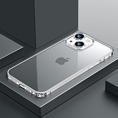 Custodia Lusso Metallo Laterale e Plastica Cover QC4 per Apple iPhone 15 Argento