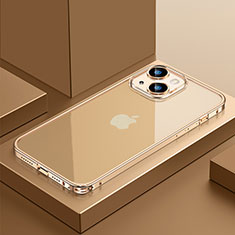 Custodia Lusso Metallo Laterale e Plastica Cover QC4 per Apple iPhone 15 Oro