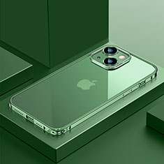 Custodia Lusso Metallo Laterale e Plastica Cover QC4 per Apple iPhone 15 Plus Verde