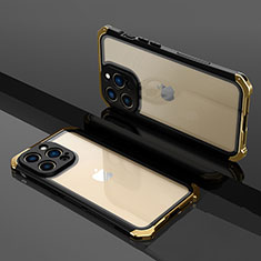 Custodia Lusso Metallo Laterale e Plastica Cover SQ1 per Apple iPhone 13 Pro Max Oro