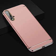 Custodia Lusso Metallo Laterale e Plastica Cover T01 per Huawei Nova 5 Oro Rosa