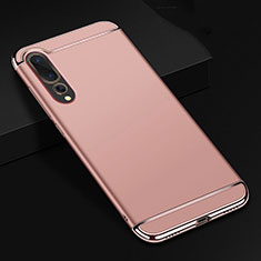 Custodia Lusso Metallo Laterale e Plastica Cover T01 per Huawei P20 Pro Oro Rosa