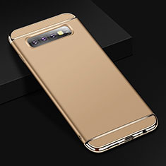 Custodia Lusso Metallo Laterale e Plastica Cover T01 per Samsung Galaxy S10 Oro