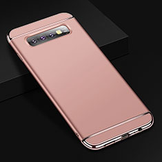 Custodia Lusso Metallo Laterale e Plastica Cover T01 per Samsung Galaxy S10 Oro Rosa