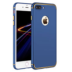 Custodia Lusso Metallo Laterale e Plastica F02 per Apple iPhone 8 Plus Blu