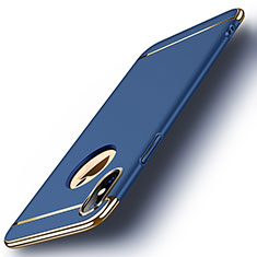 Custodia Lusso Metallo Laterale e Plastica per Apple iPhone X Blu