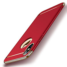 Custodia Lusso Metallo Laterale e Plastica per Apple iPhone X Rosso