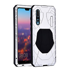 Custodia Lusso Metallo Laterale e Silicone Cover K01 per Huawei P20 Pro Bianco