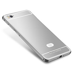Custodia Lusso Metallo Laterale e Silicone Cover M01 per Xiaomi Mi 4C Argento