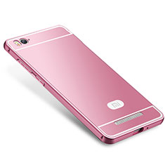 Custodia Lusso Metallo Laterale e Silicone Cover M01 per Xiaomi Mi 4C Rosa